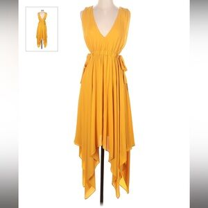 BCBG Yellow Midi Asymmetrical Dress